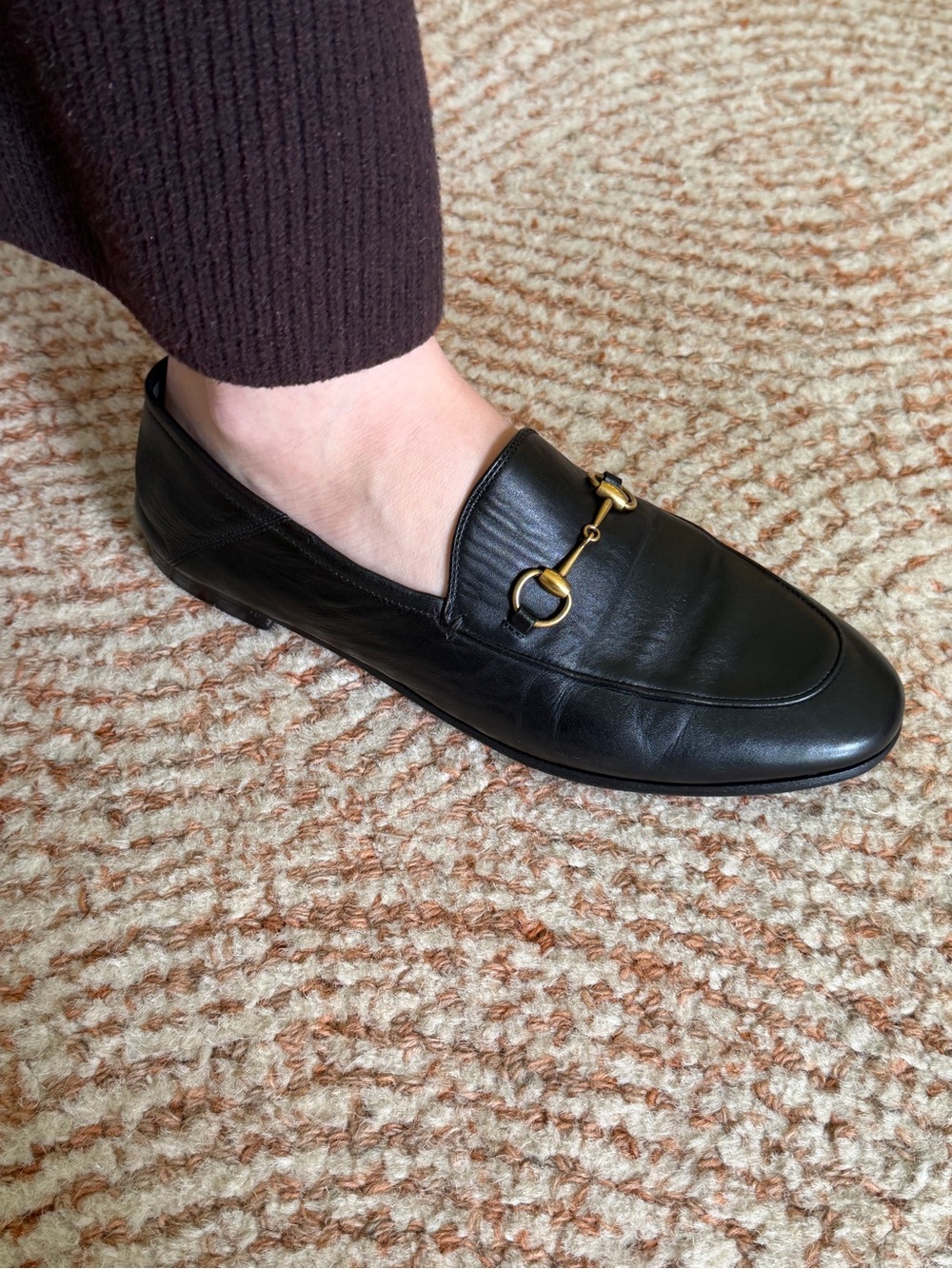 Gucci Black Leather Women's Horsebit Loafer 9.5 IT 10.5